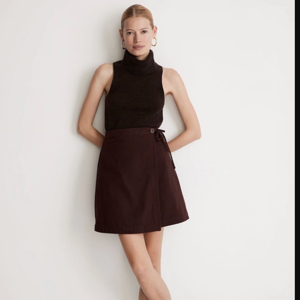 Madewell Moleskin Side-Tie Mini Skirt in Chocolate Size 8 - Picture 2 of 8